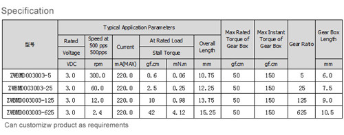 3v微型減速電機技術(shù)參數(shù)